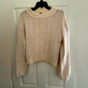 Free People SZ Large Crème Knit Sweater